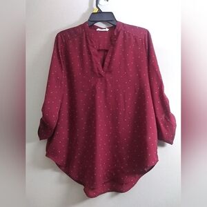 Lush Burgundy/ White Polka Dot Blouse